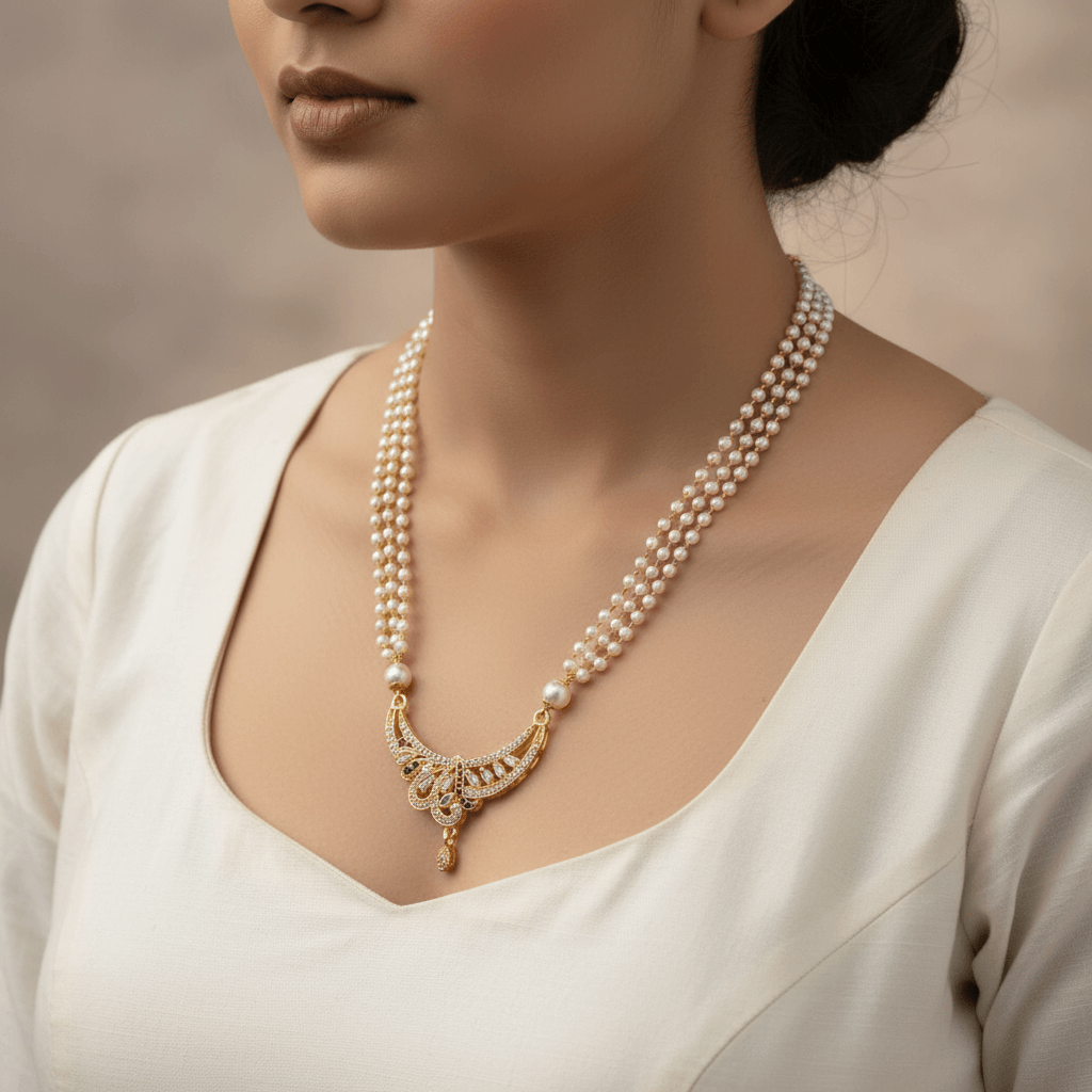 Paan Golden Pearl Necklace