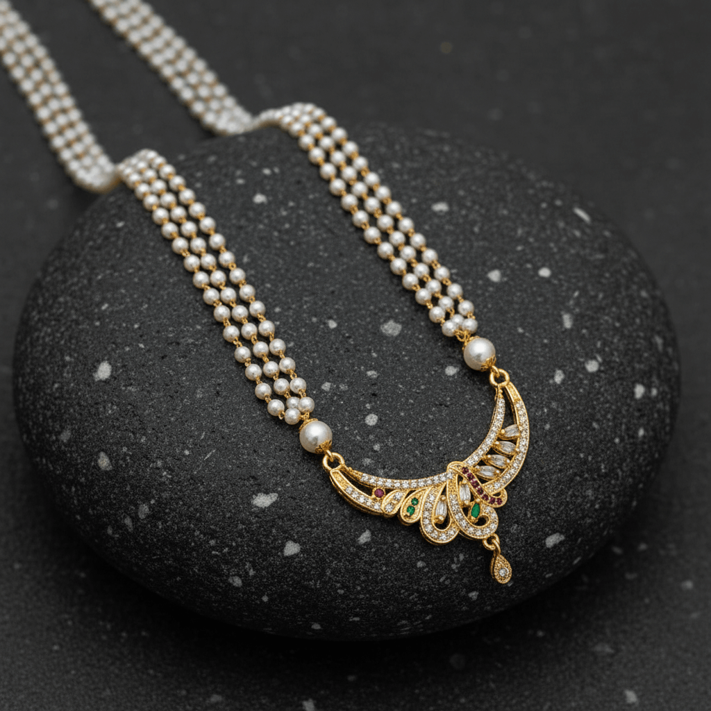 Paan Golden Pearl Necklace
