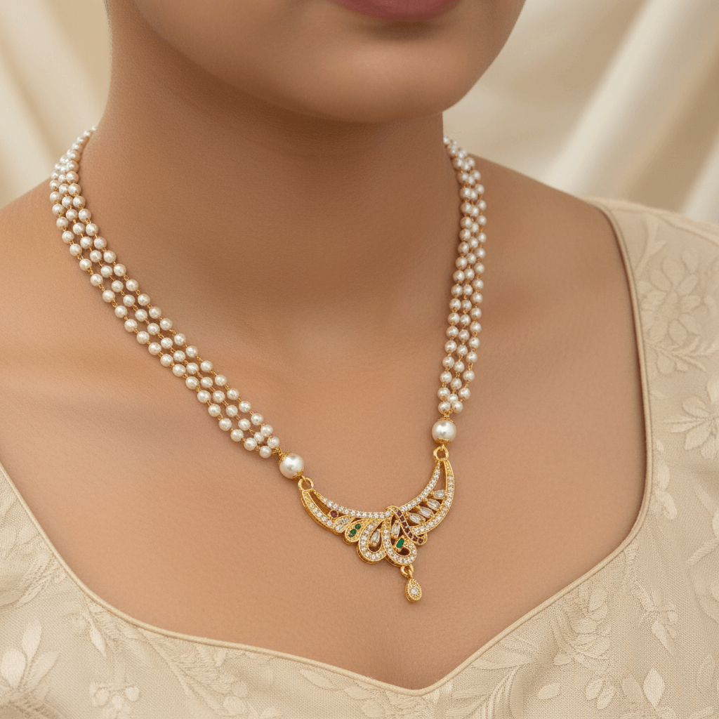 Paan Golden Pearl Necklace