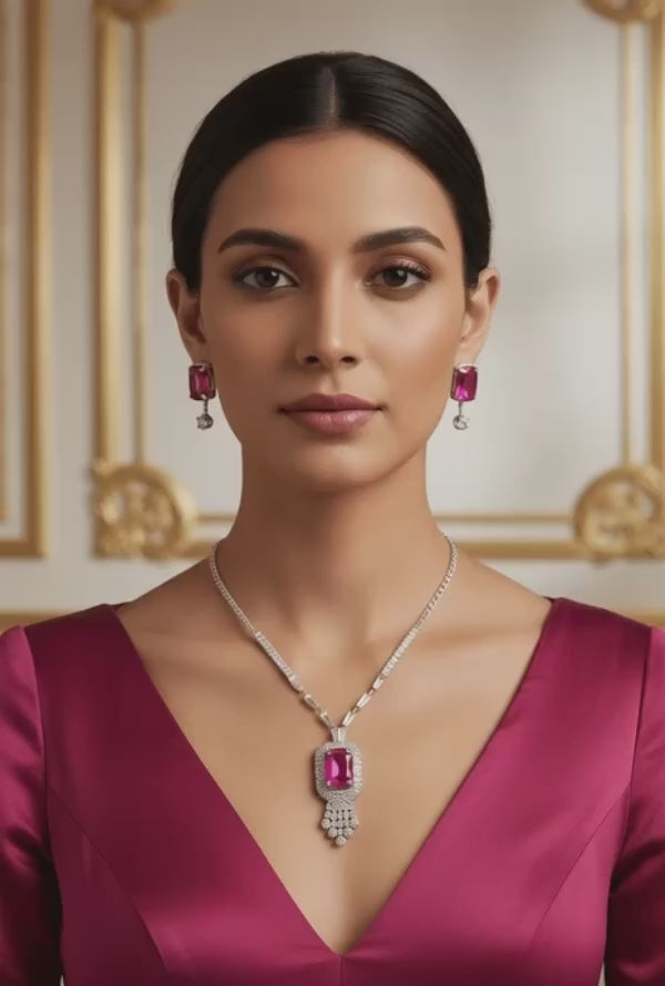 Pink Rangila Premium Necklace & Earrings Set