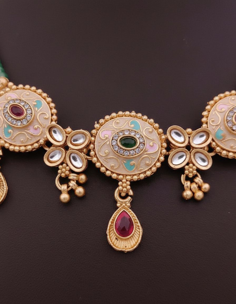 Emerald Rajwada Heritage Necklace Set