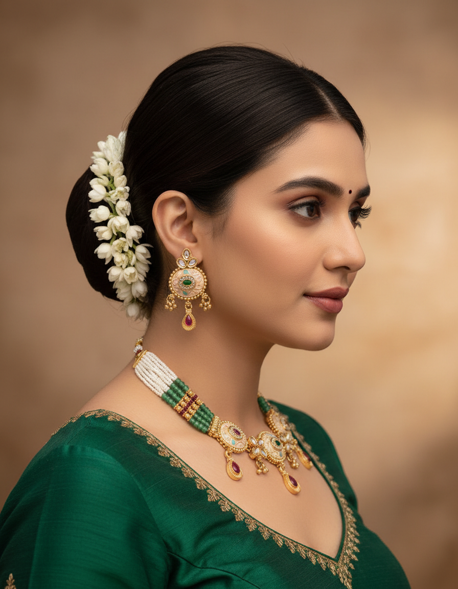 Emerald Rajwada Heritage Necklace Set