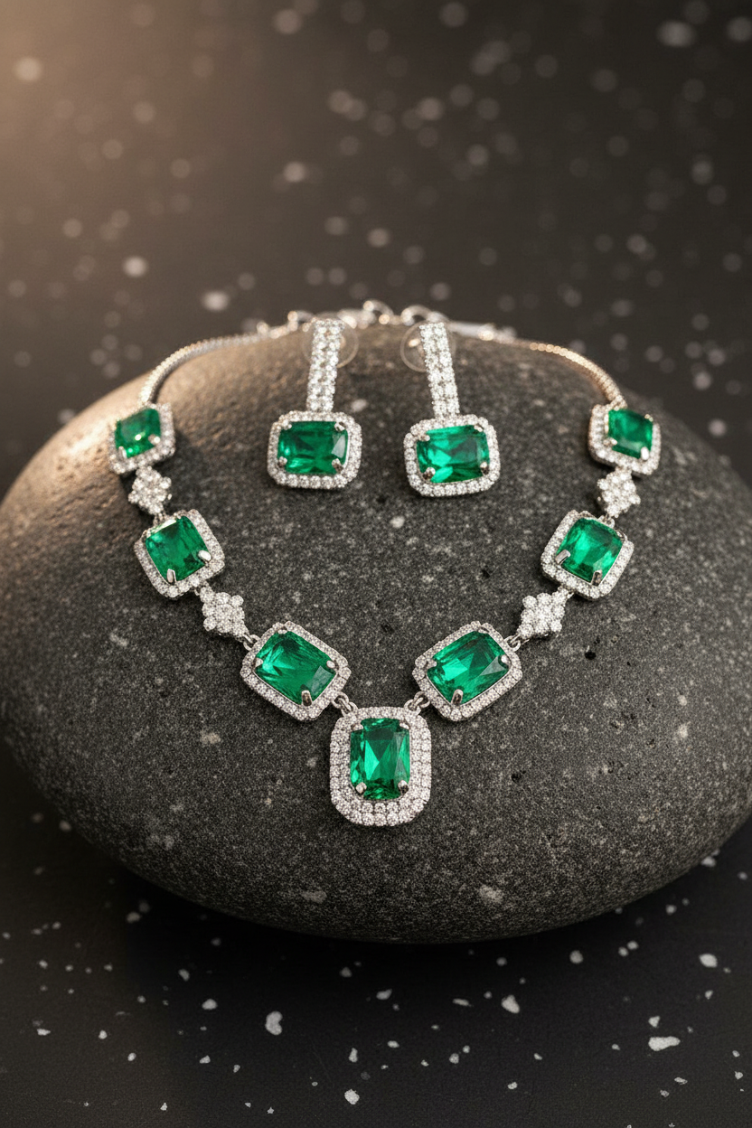 Rubi Necklace Set - Emerald Green