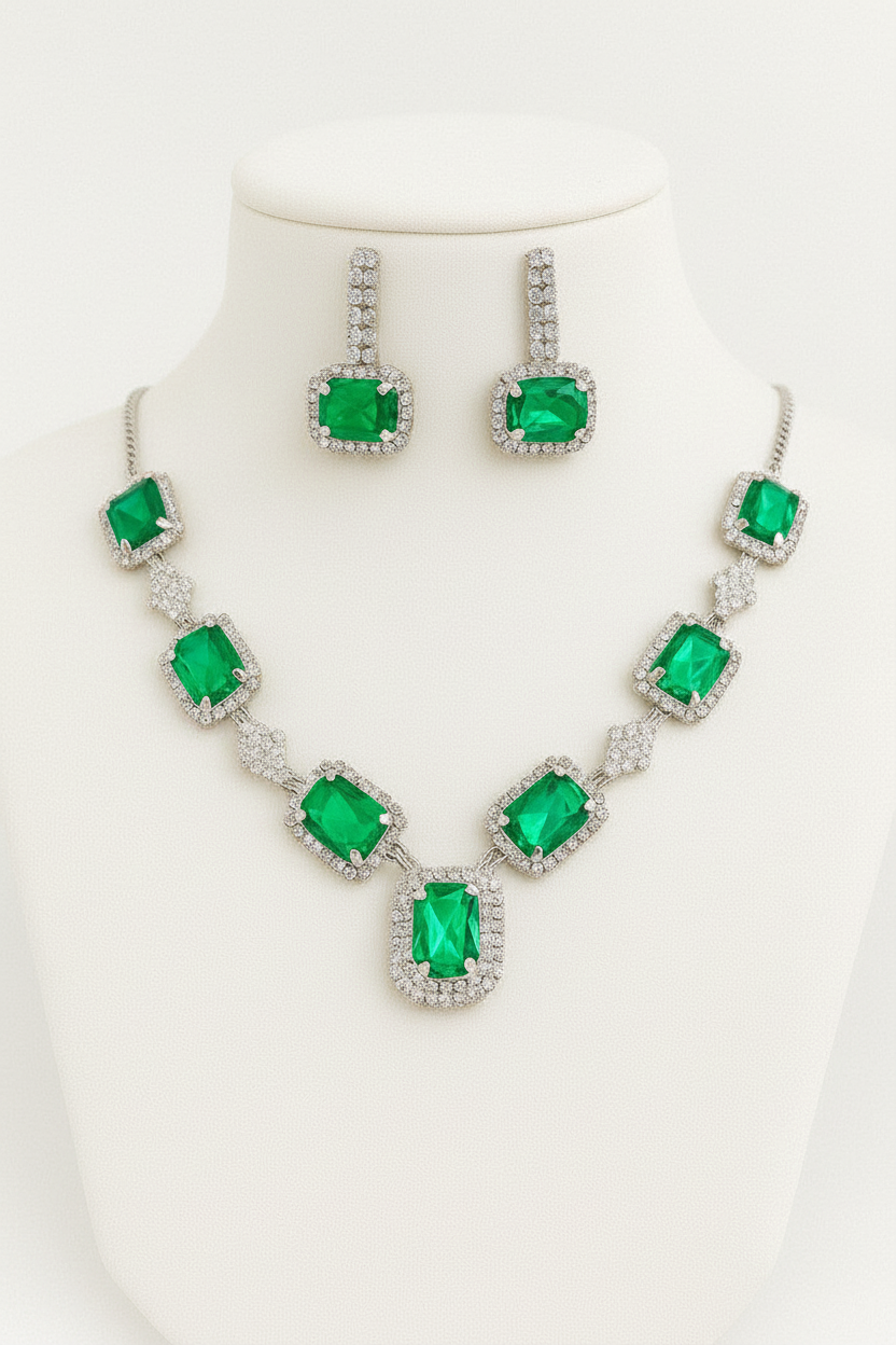 Rubi Necklace Set - Emerald Green