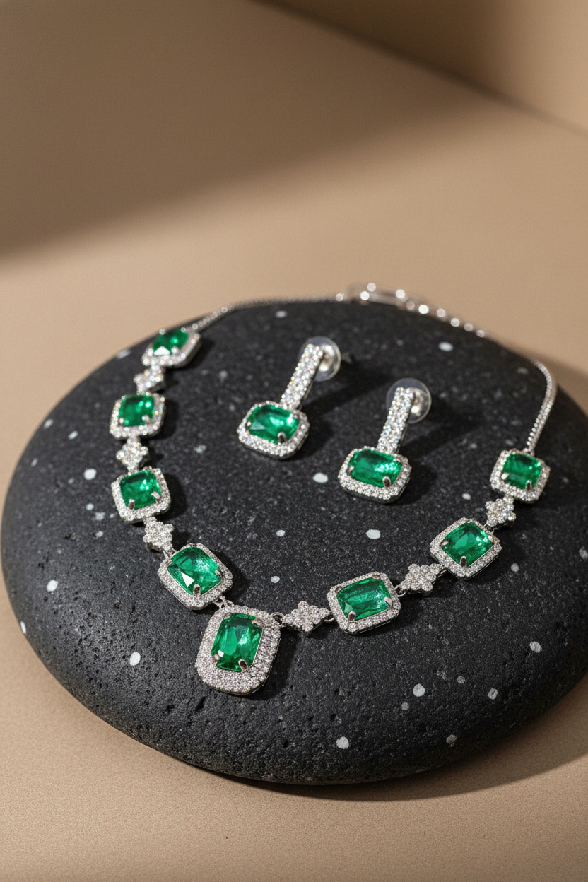 Rubi Necklace Set - Emerald Green
