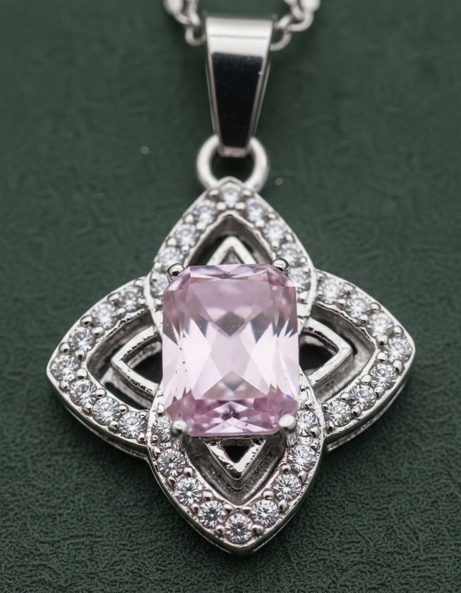 Pink Crystal Floral Geometric Design