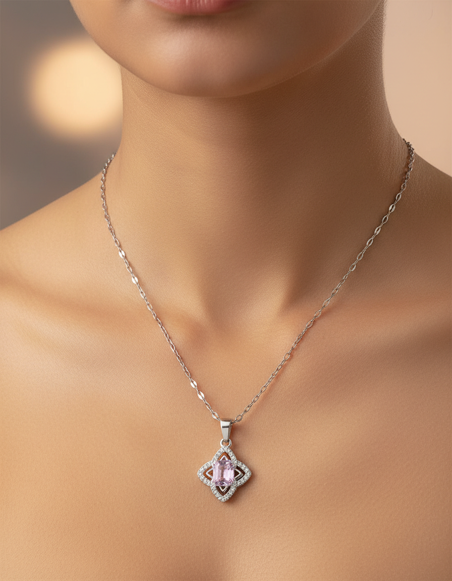 Pink Crystal Floral Geometric Design
