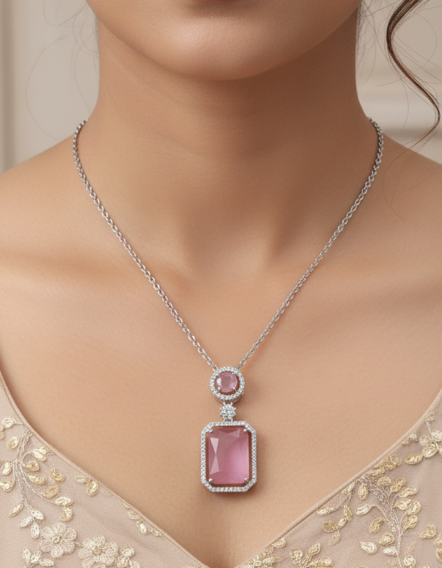 Winny Stone Pendant - Pink