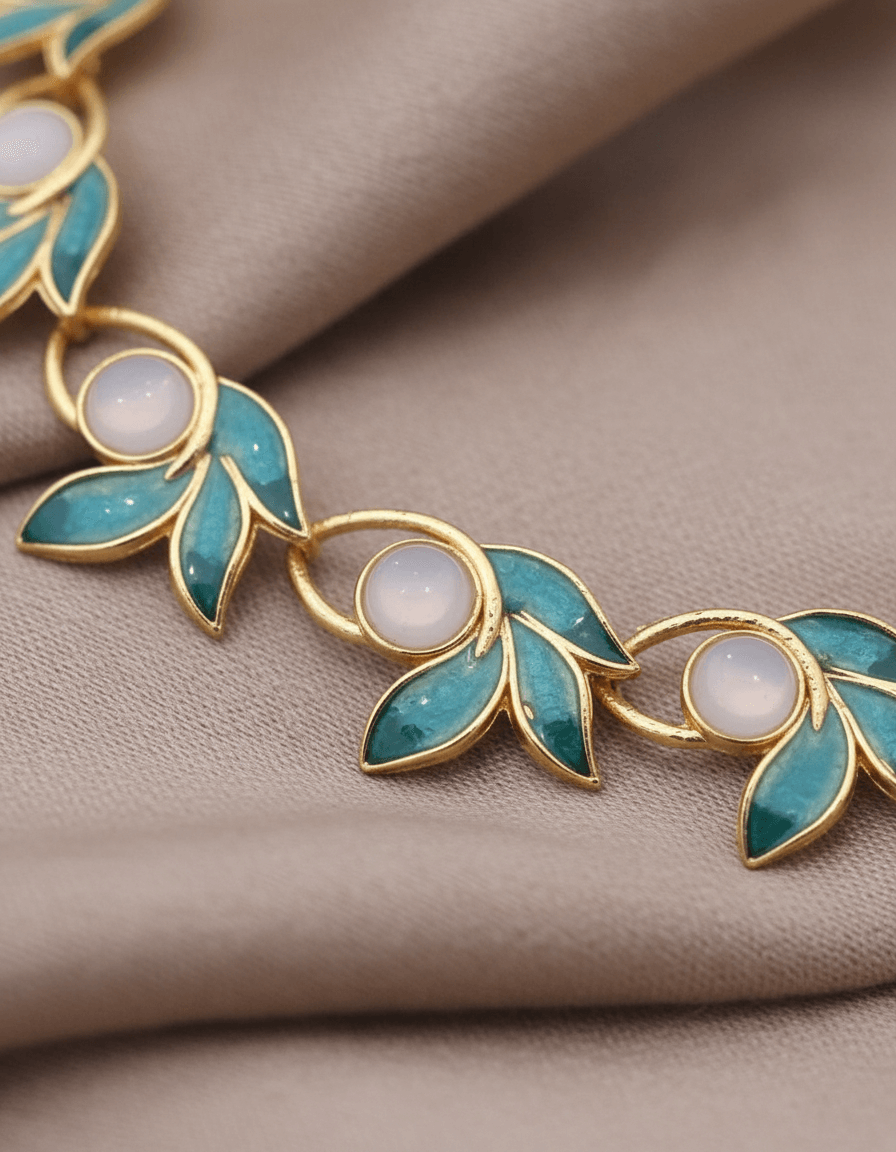 Cyan 3Pan Premium Necklace & Earrings Set