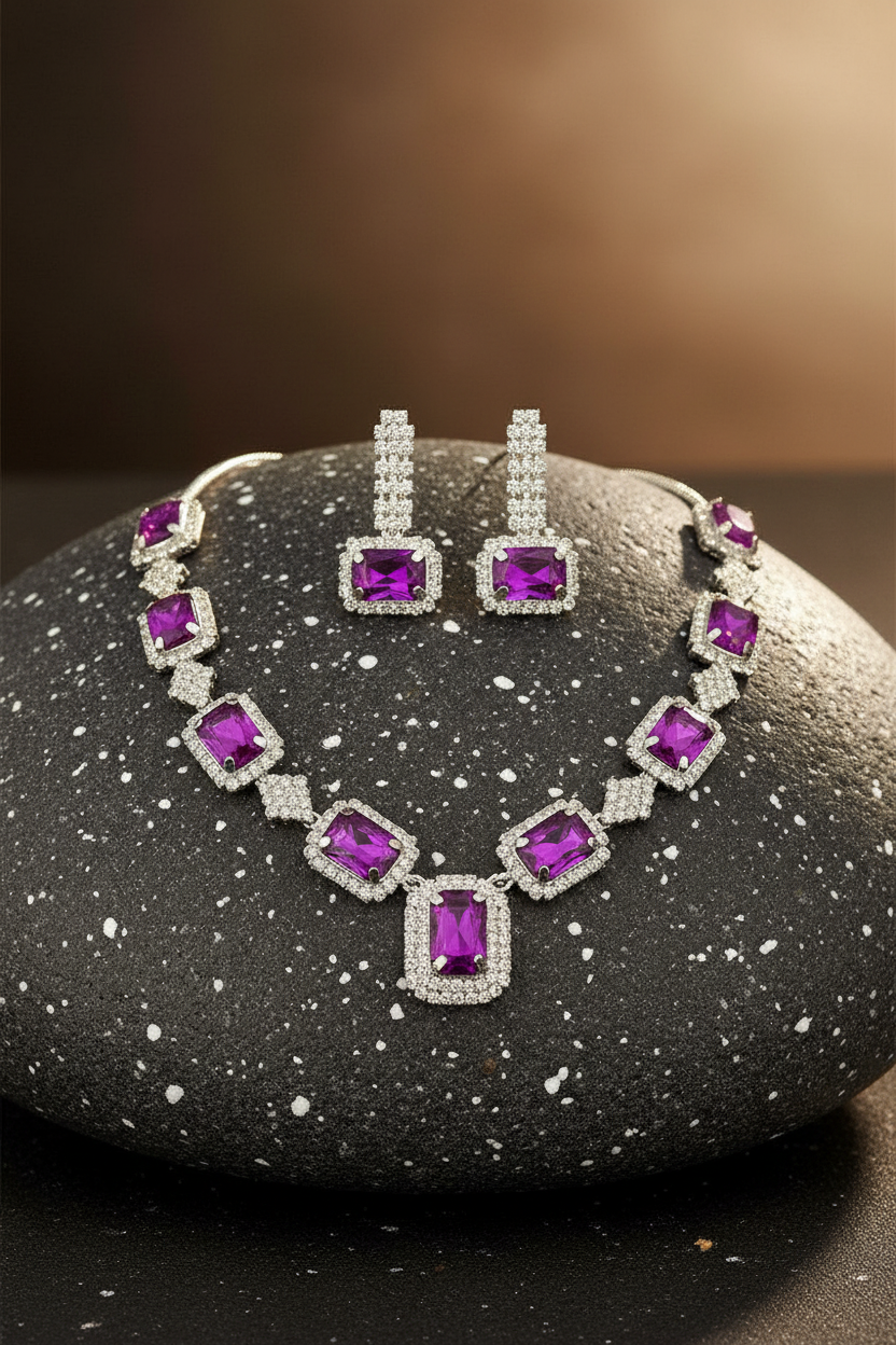 Rubi Necklace Set - Amethyst Purple