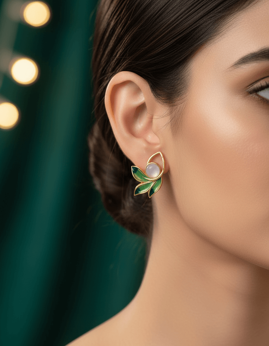 Green 3Pan Premium Necklace & Earrings Set
