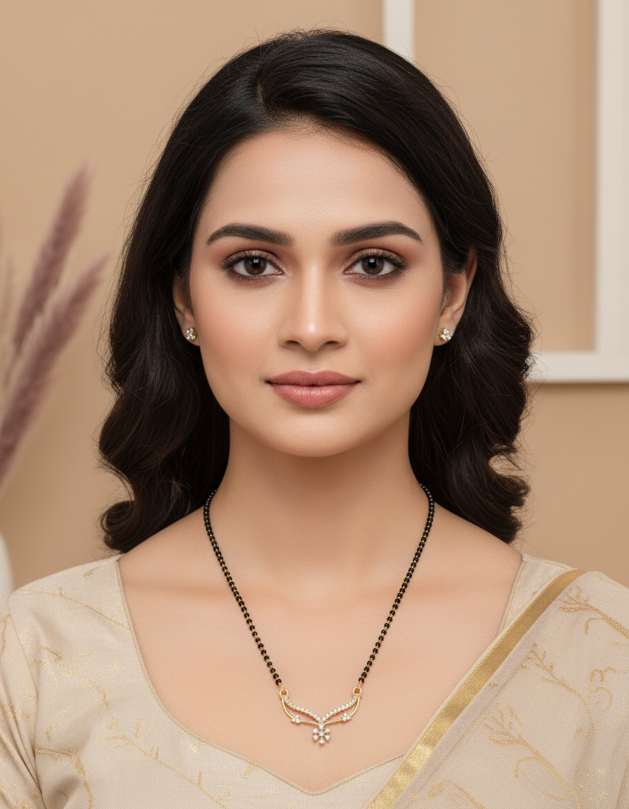Leaf Wave Designer Glod Plated Mangalsutra