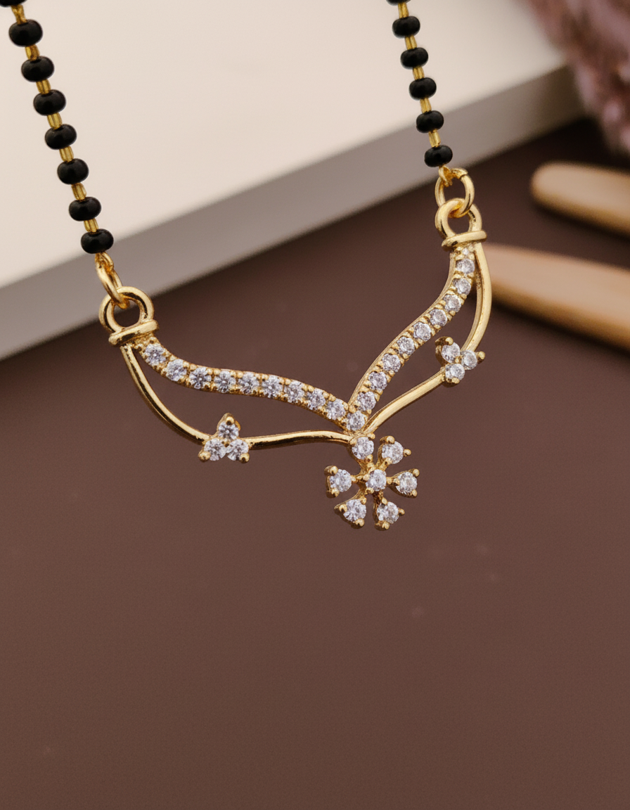 Leaf Wave Designer Glod Plated Mangalsutra