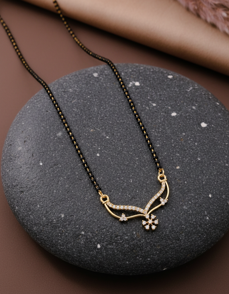 Leaf Wave Designer Glod Plated Mangalsutra