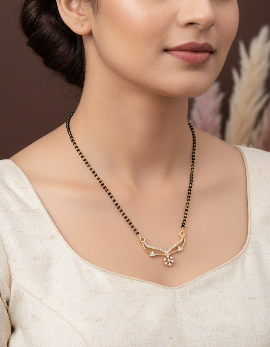 Leaf Wave Designer Glod Plated Mangalsutra